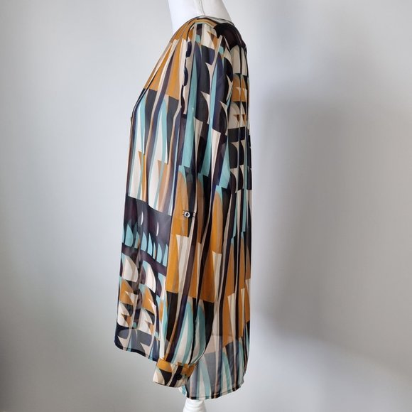 Esprit Women's Sheer Abstract Print Blouse Size M - Picture 2 of 10